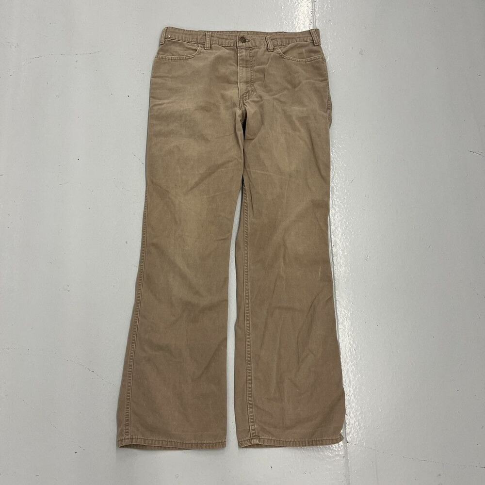 Vintage 70s Levi's Tan Flared Wide Leg Pants 34x32